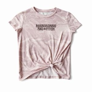 Abercrombie Kids Pink Marble Logo Tee Girls Size 9/10 Y2K Graphic